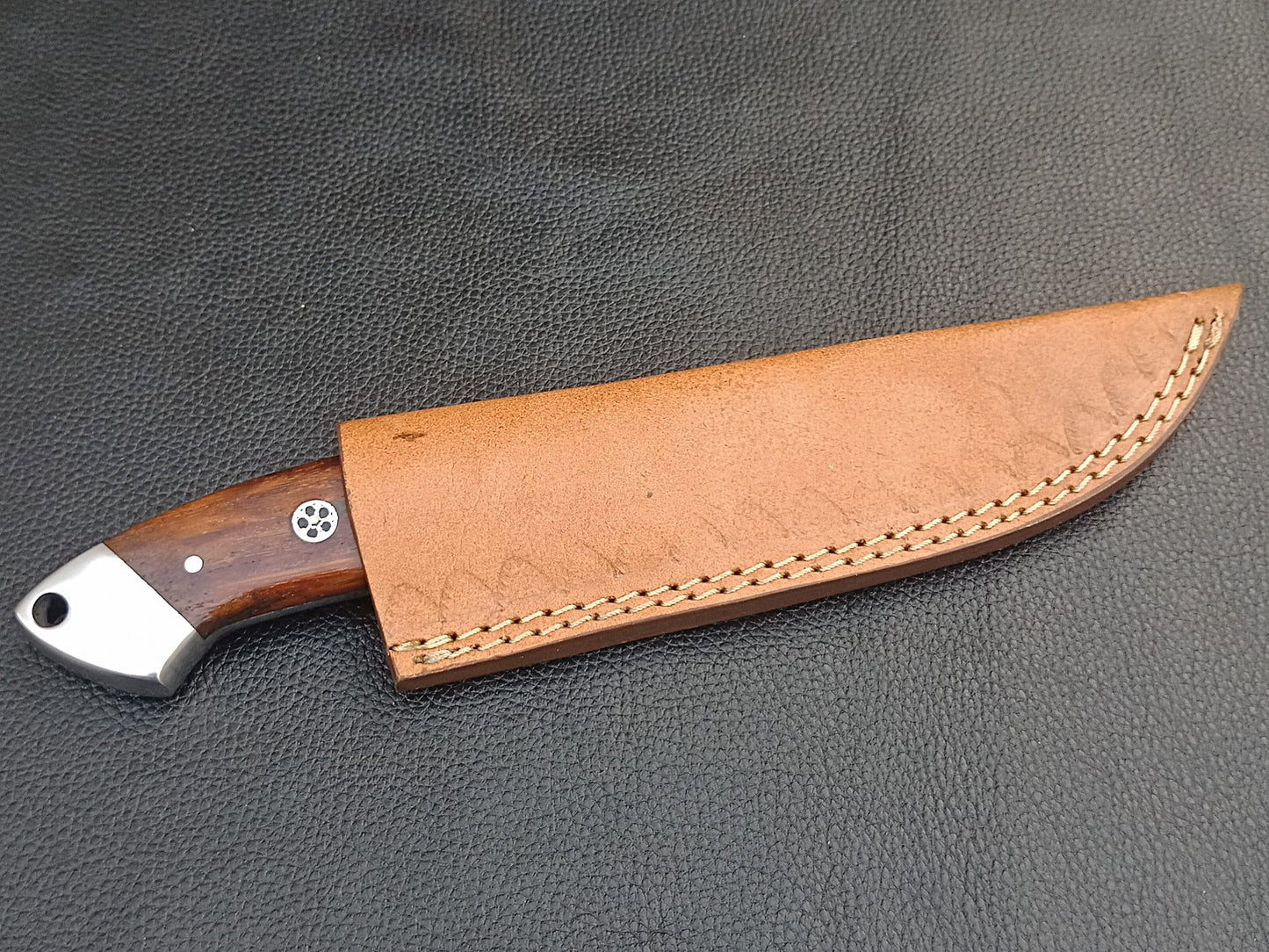 SA-1231 DAMASCUS STEEL SKINING KNIFE- STAINLESS STEEL BOLSTERS