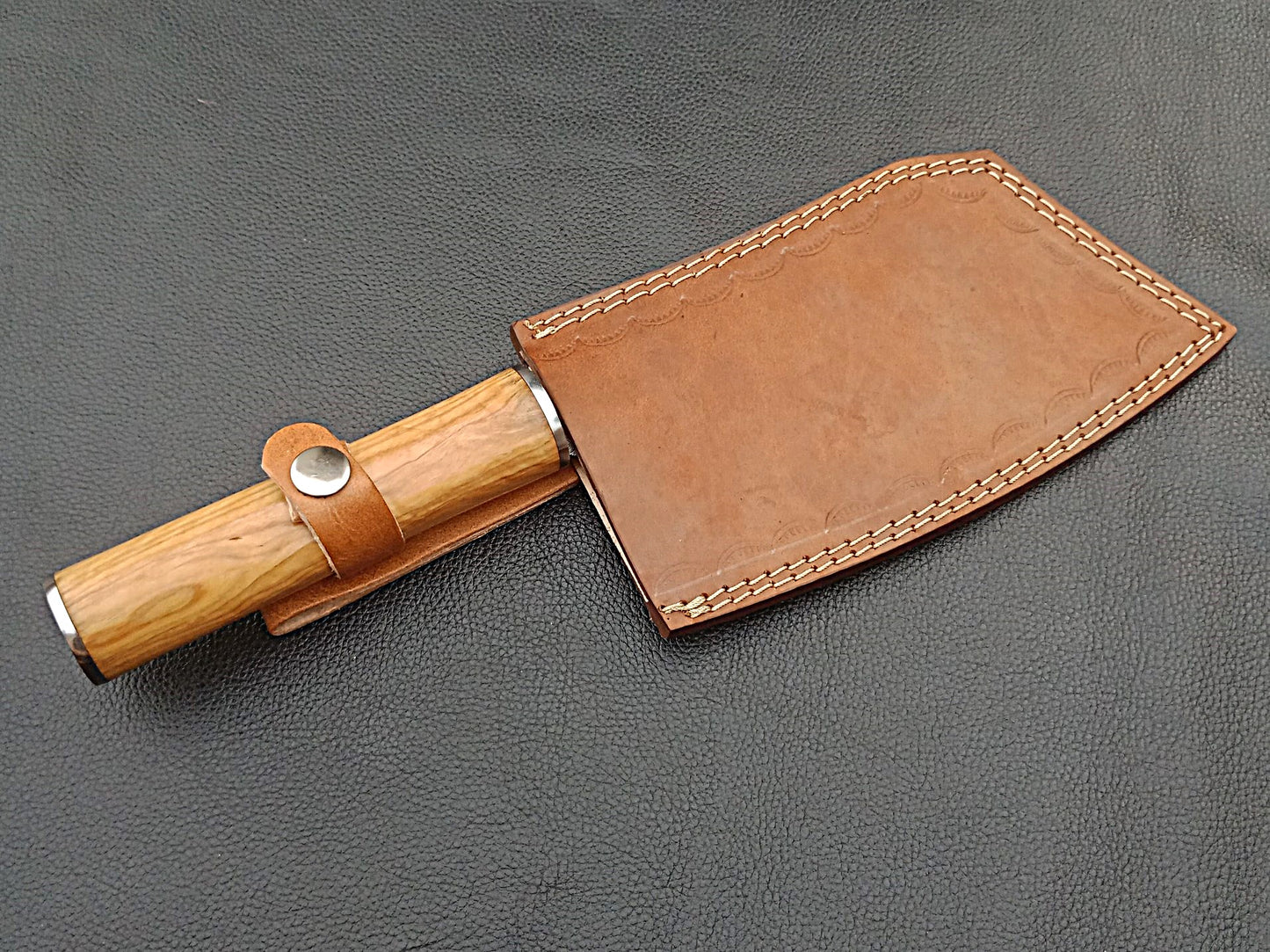 Damascus Steel Kitchen Chef Clever-Olive wood handle-Stainless Steel Clips-SA-1265