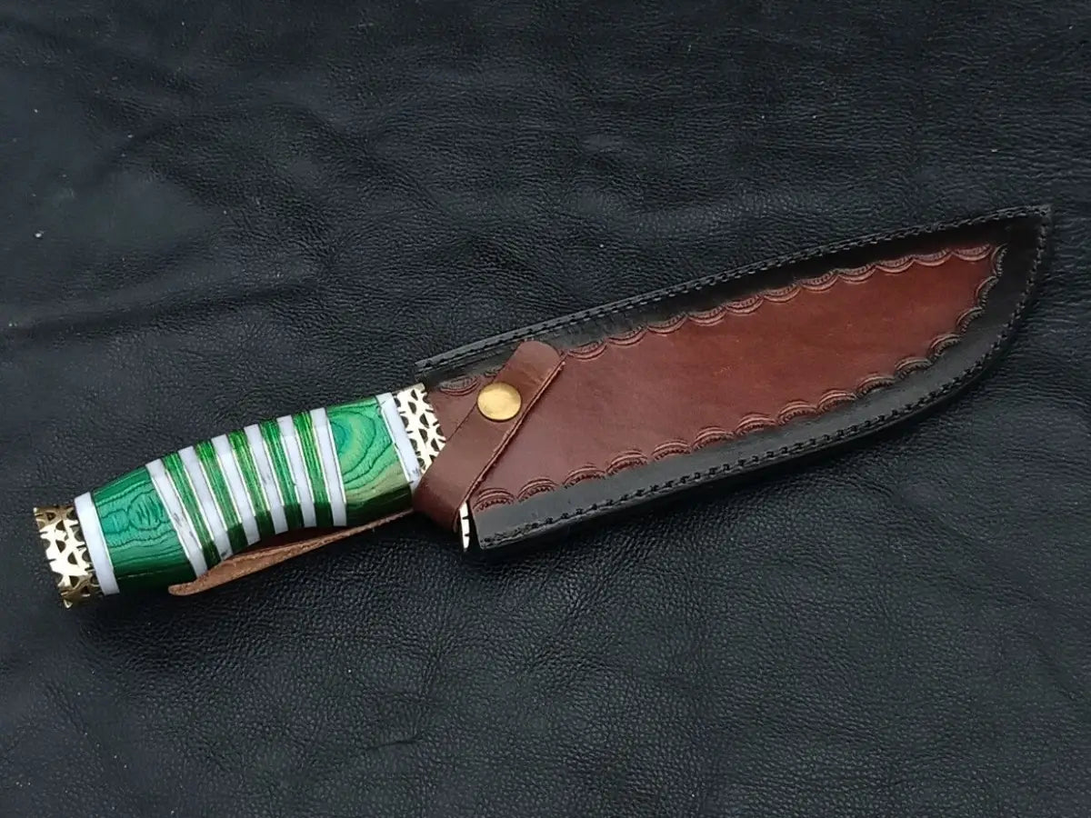 BOWIE GREEN & GREY WOODEN SHEET WITH DAMASCUS BLADE SA04-G - Bowie