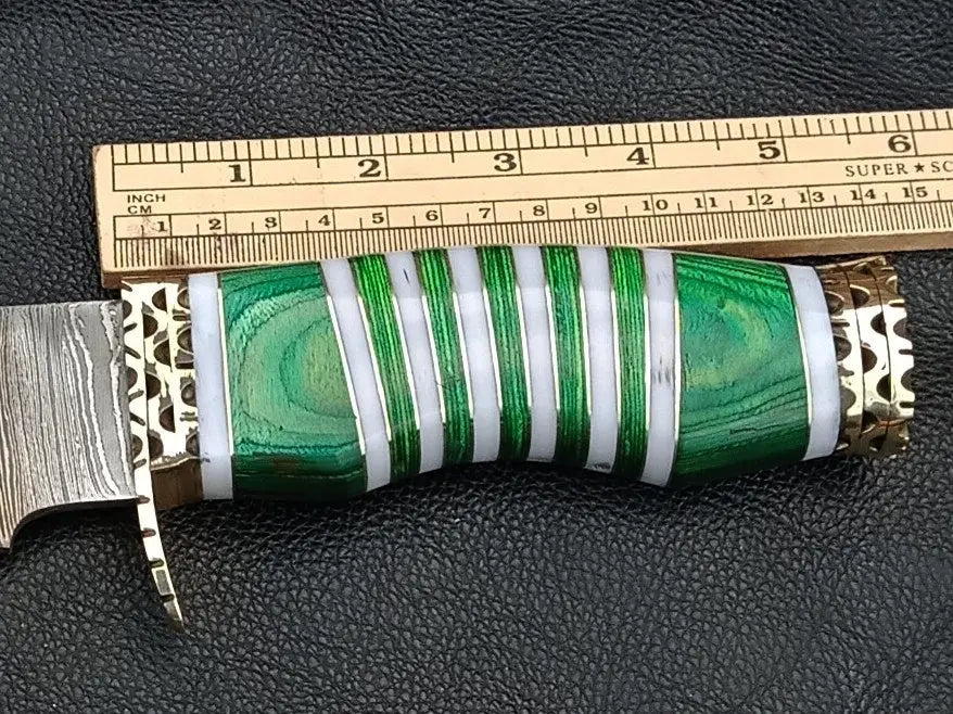 BOWIE GREEN & GREY WOODEN SHEET WITH DAMASCUS BLADE SA04-G - Bowie