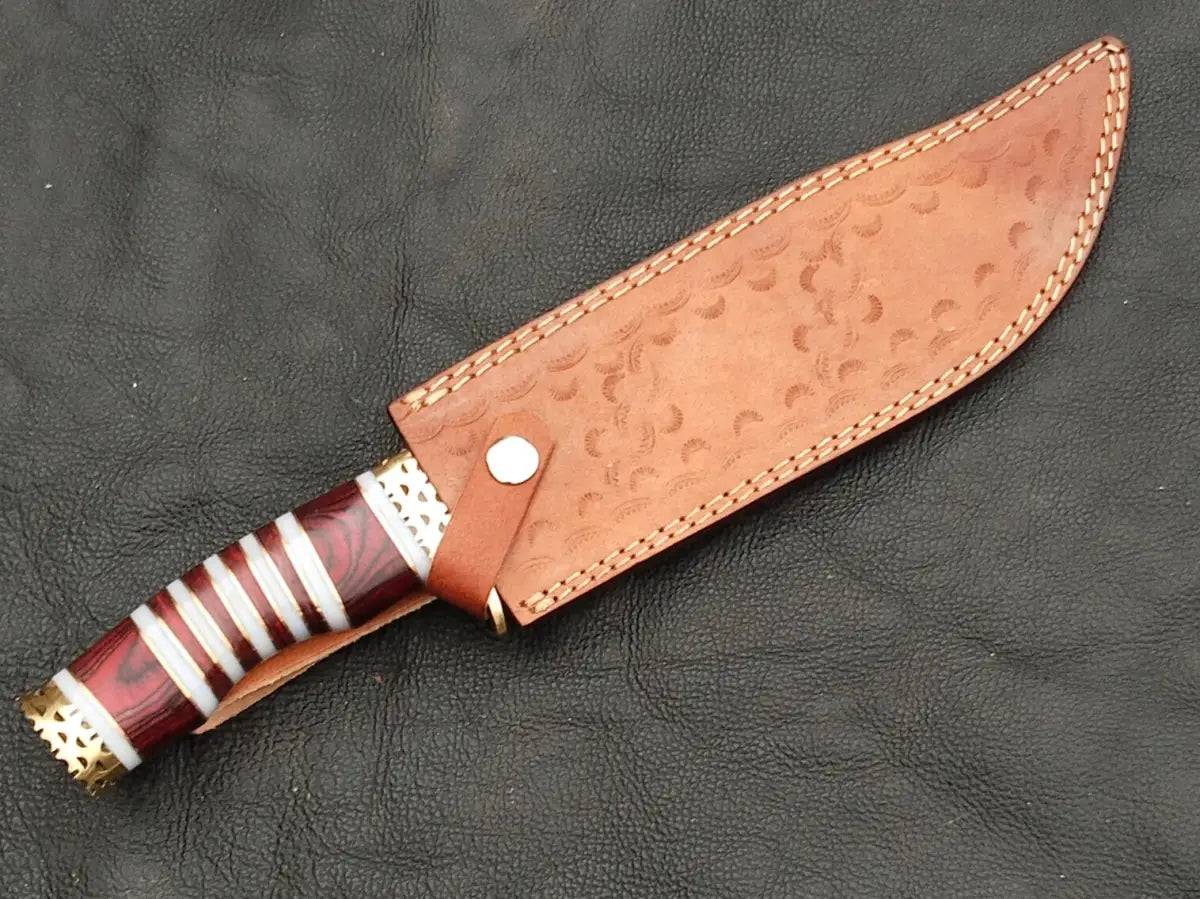 BOWIE RED WOODEN SHEET WITH DAMASCUS BLADE SA04-R-S - Bowie