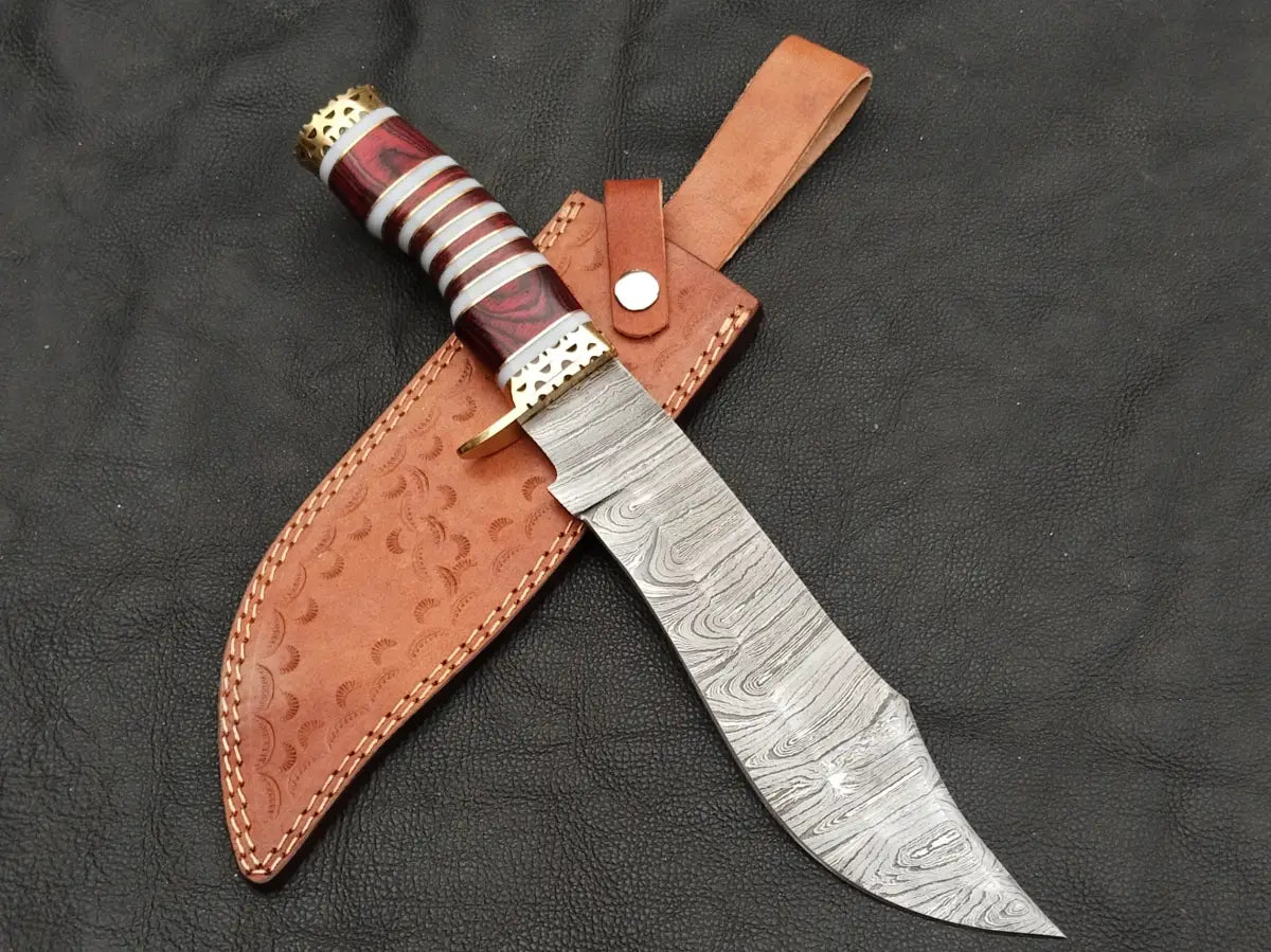 BOWIE RED WOODEN SHEET WITH DAMASCUS BLADE SA04-R-S - Bowie