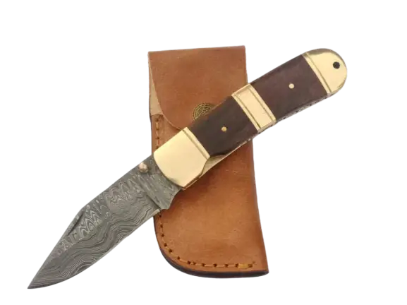 Handmade Damascus Steel Folding Knife-B548 - Knife