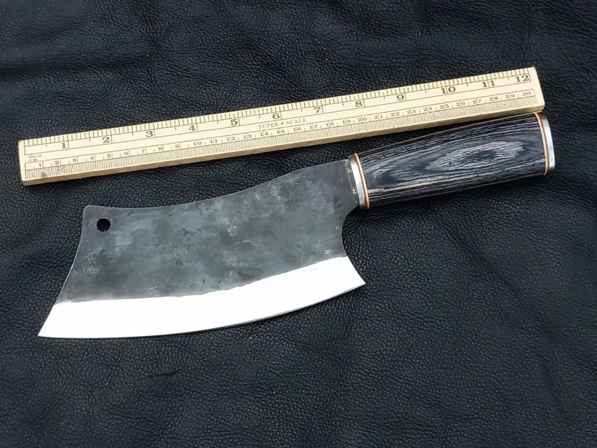 CLEAVER BLACK & GREY HANDLE WITH D2 STEE BLADE SA08-BG - Chef’s Cleaver