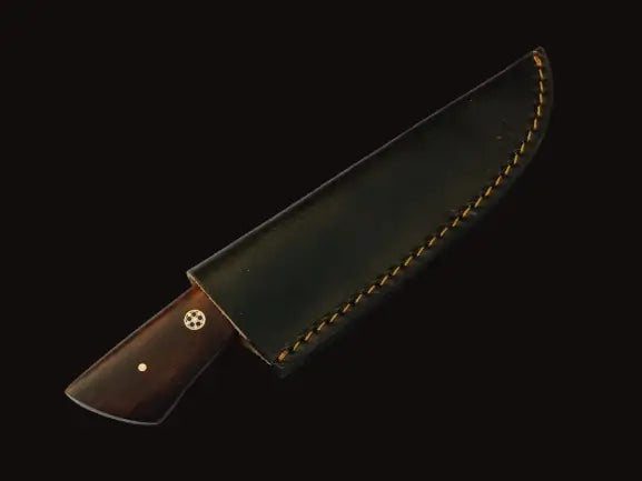 Handmade Damascus Steel Hunting Knife with Brown Handle