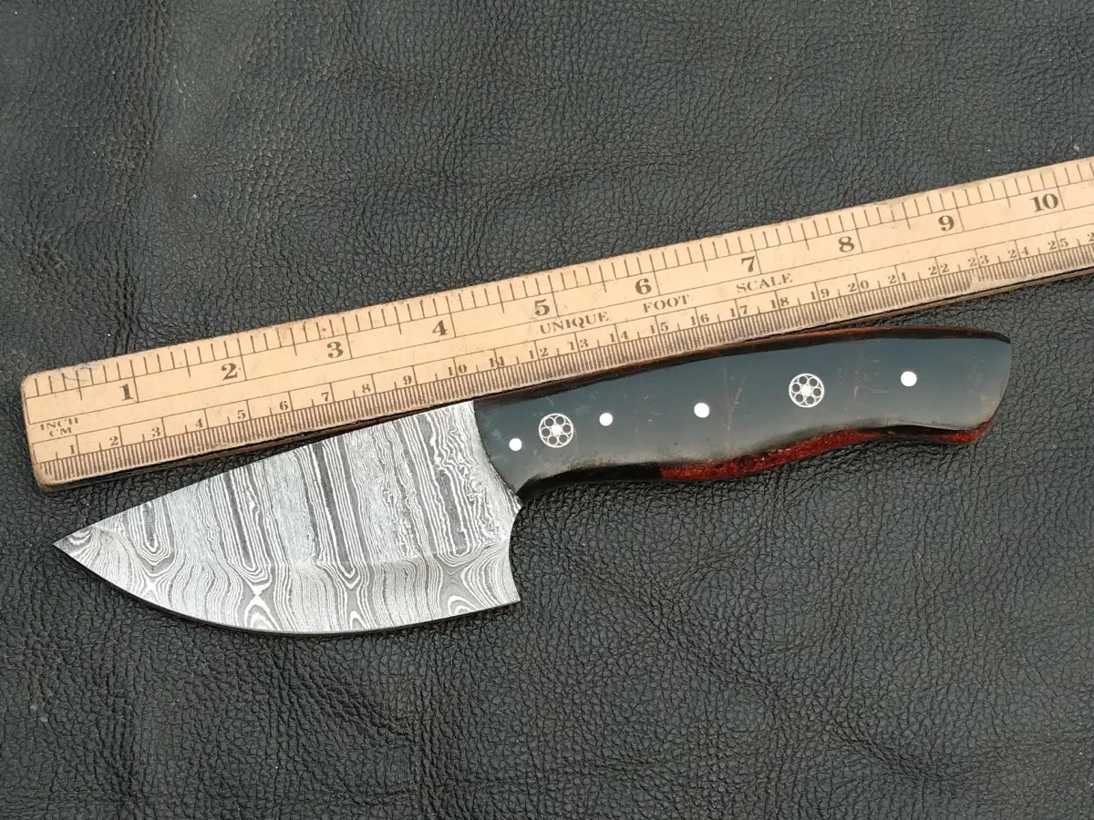 DAMASCUS STEEL BLADE-BLACK HORN BOLSTERS- EPOXY RESIN HANDLE-SA-128-ER - Damascus hunting knife