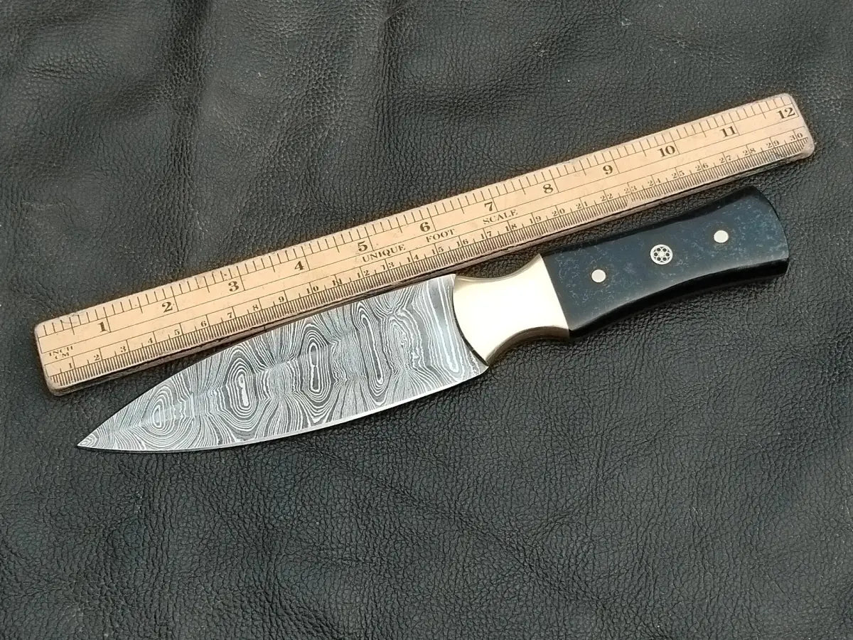 DAMASCUS STEEL BLADE-BRASS BOLSTERS- ROOTD EPOXY RESIN HANDLE-SA-122-B - Damascus Steel Hunting Knife