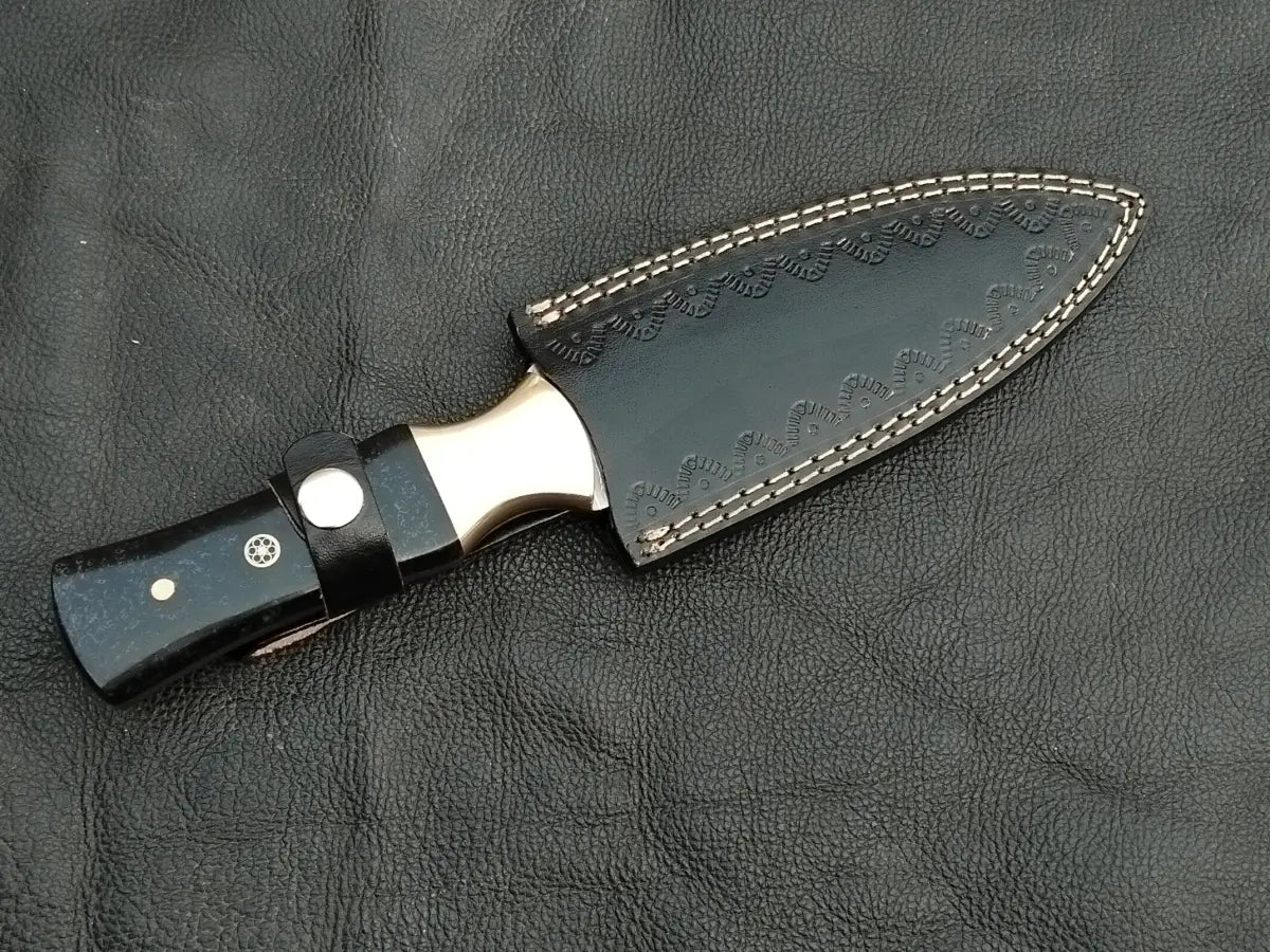 DAMASCUS STEEL BLADE-BRASS BOLSTERS- ROOTD EPOXY RESIN HANDLE-SA-122-B - Damascus Steel Hunting Knife