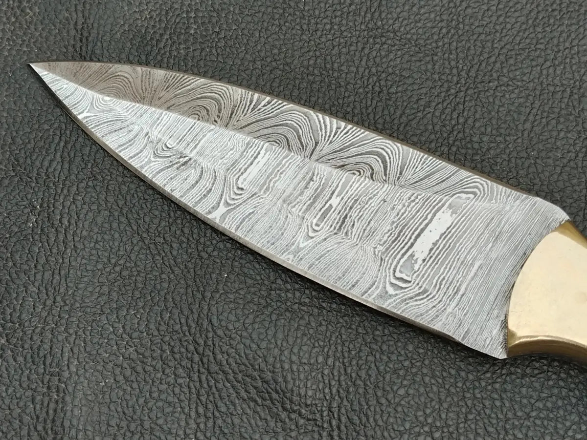 DAMASCUS STEEL BLADE-BRASS BOLSTERS- ROSEWOOD HANDLE-SA-124-R - Damascus steel knife
