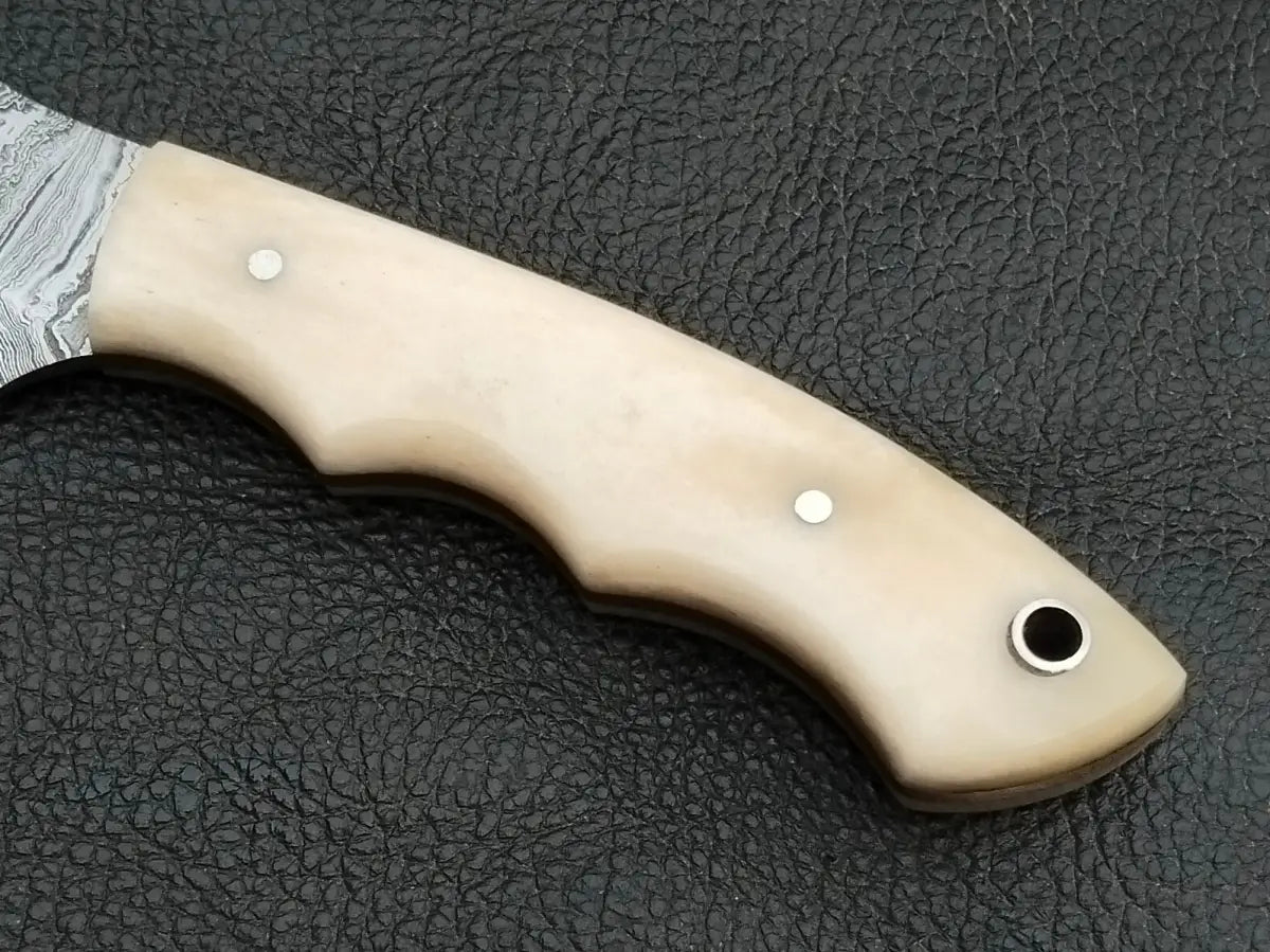 DAMASCUS STEEL BLADE-CAMEL BONE HANDLE-SA-132-R - Damascus hunting knife
