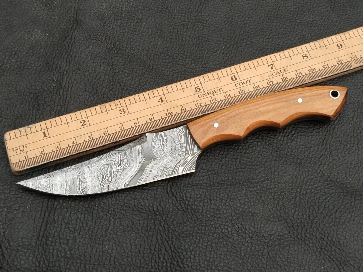 DAMASCUS STEEL BLADE-OLIVEWOOD HANDLE-SA-133-O - Damascus hunting knife