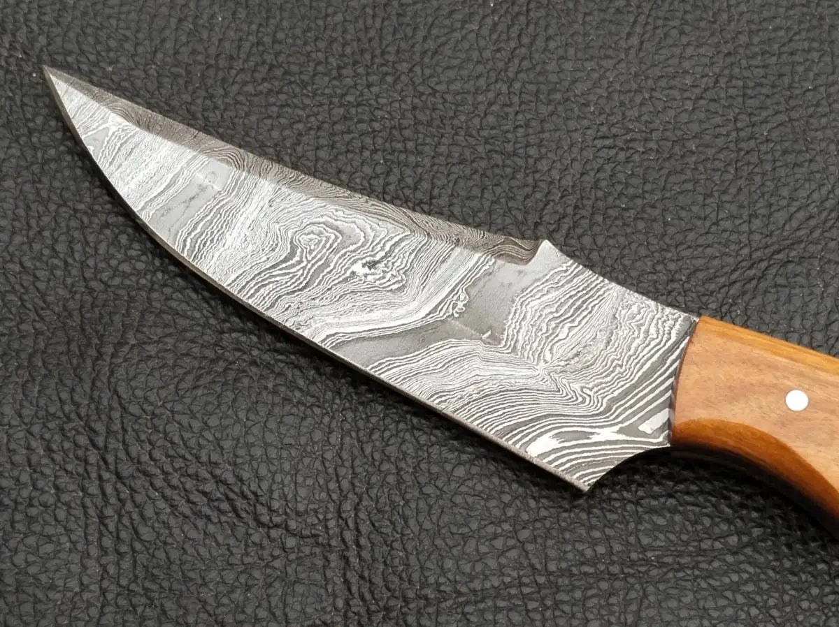 DAMASCUS STEEL BLADE-OLIVEWOOD HANDLE-SA-133-O - Damascus hunting knife
