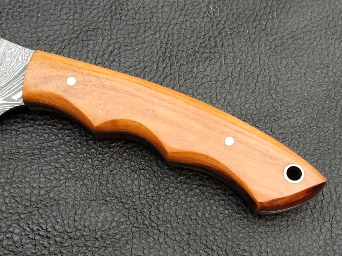 DAMASCUS STEEL BLADE-OLIVEWOOD HANDLE-SA-133-O - Damascus hunting knife