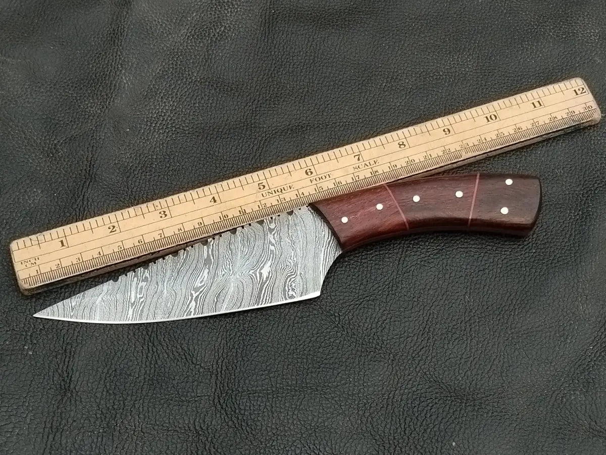 DAMASCUS STEEL BLADE-ROSEWOOD BOLSTERS- ROSEWOOD HANDLE-SA-132-R - Damascus hunting knife