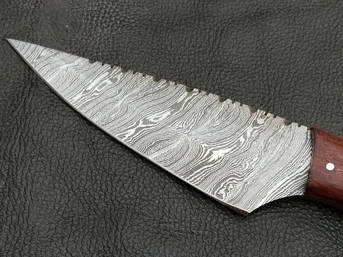 DAMASCUS STEEL BLADE-ROSEWOOD BOLSTERS- ROSEWOOD HANDLE-SA-132-R - Damascus hunting knife