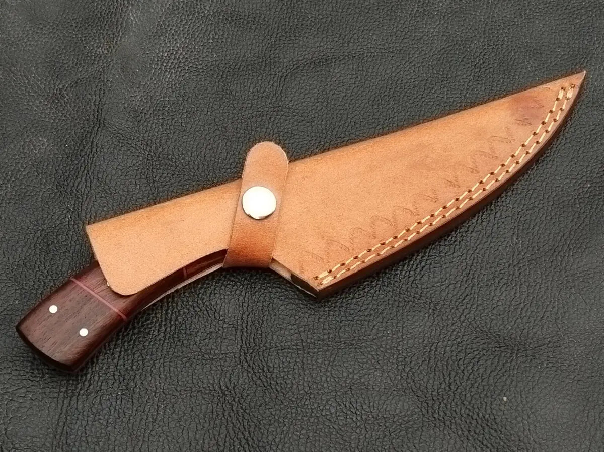 DAMASCUS STEEL BLADE-ROSEWOOD BOLSTERS- ROSEWOOD HANDLE-SA-132-R - Damascus hunting knife