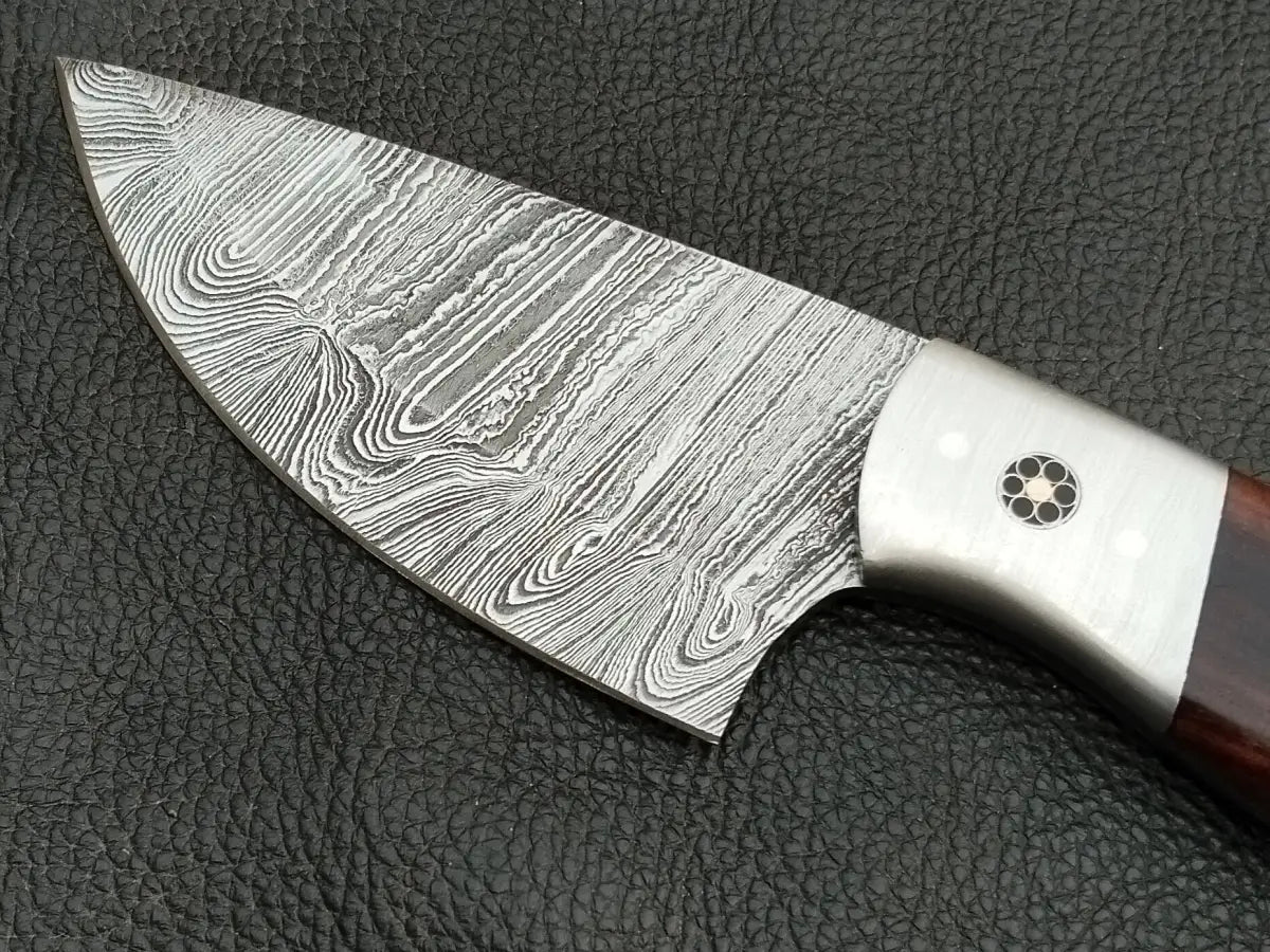 DAMASCUS STEEL BLADE-STEEL BOLSTERS-ROSEWOOD HANDLE-SA-125-R - Damascus Steel Hunting Knife