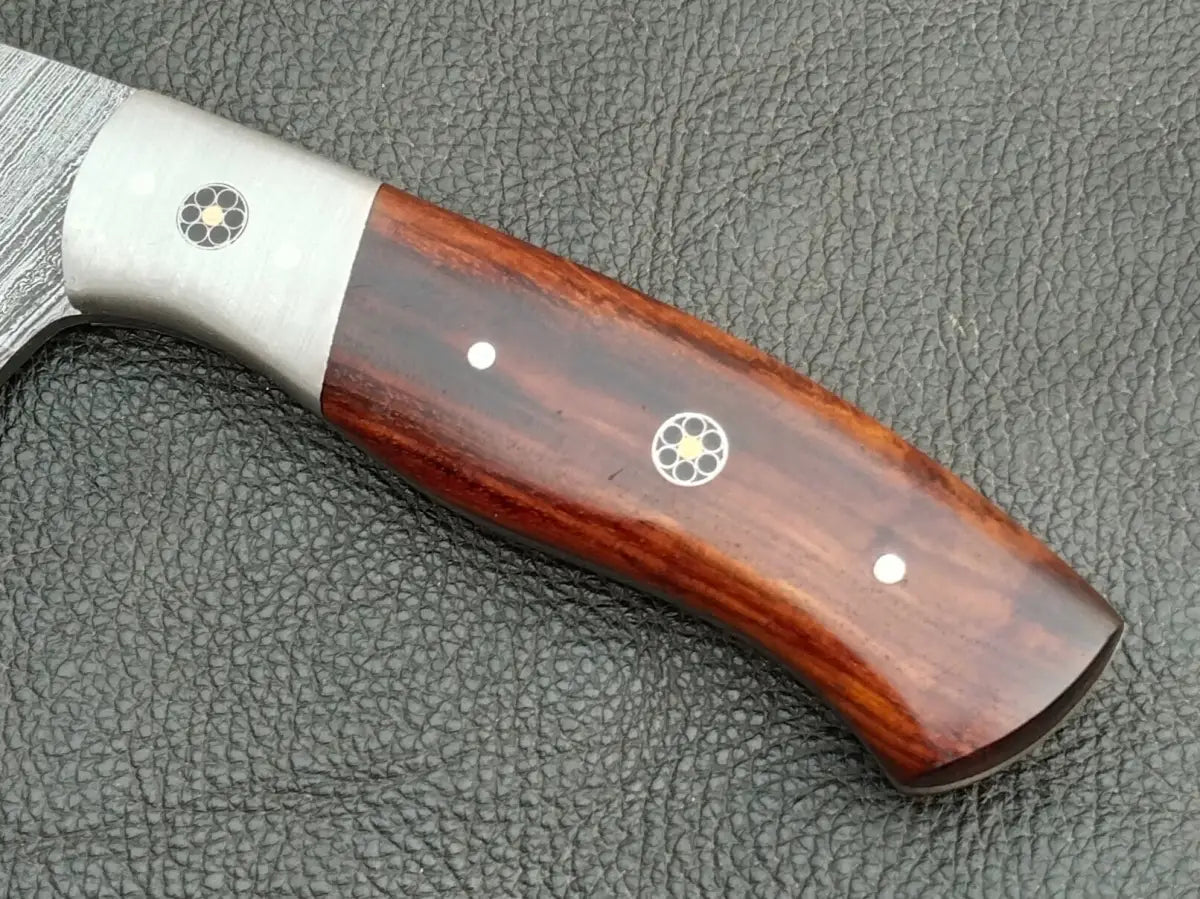 DAMASCUS STEEL BLADE-STEEL BOLSTERS-ROSEWOOD HANDLE-SA-125-R - Damascus Steel Hunting Knife