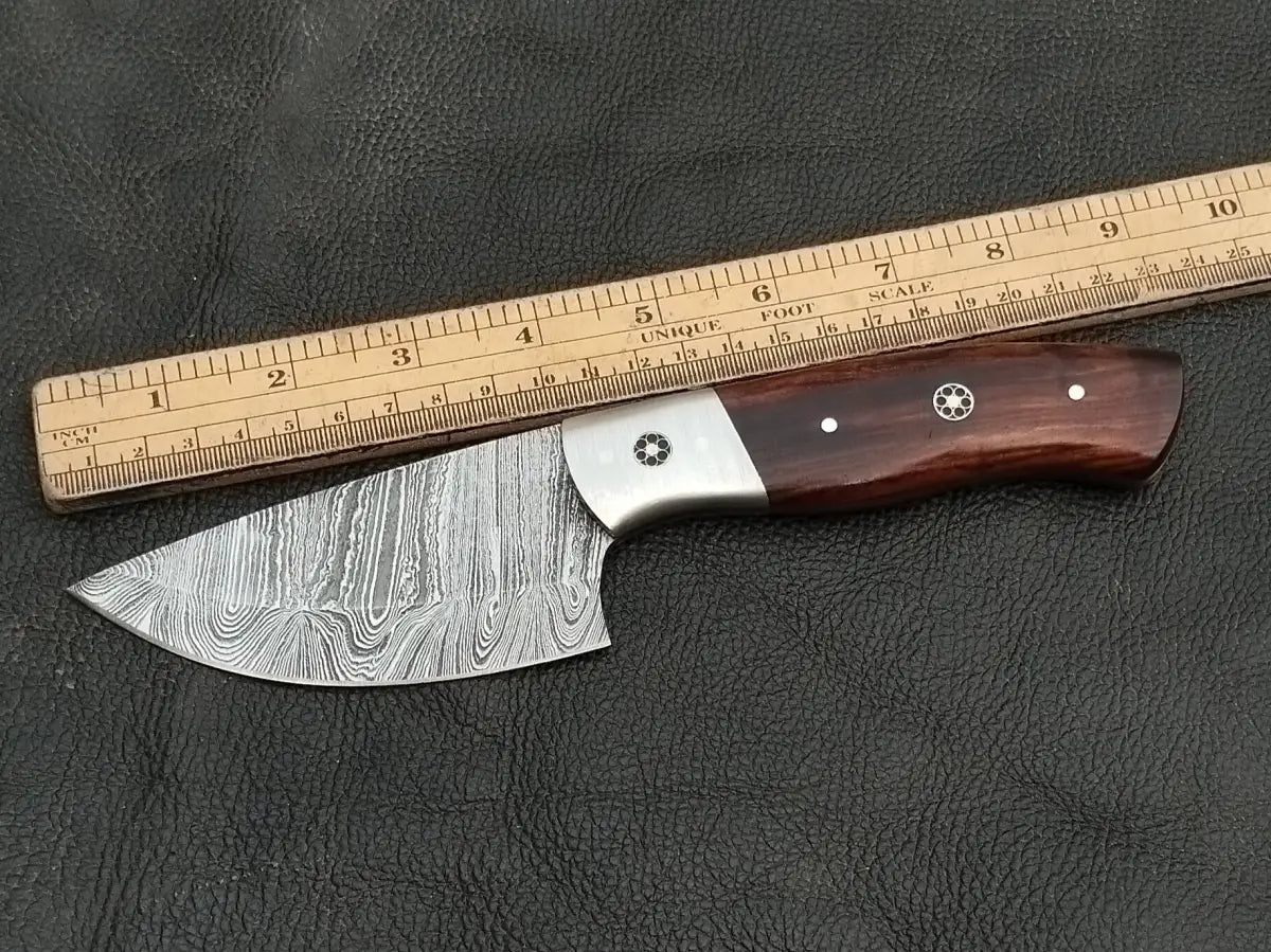 DAMASCUS STEEL BLADE-STEEL BOLSTERS-ROSEWOOD HANDLE-SA-125-R - Damascus Steel Hunting Knife