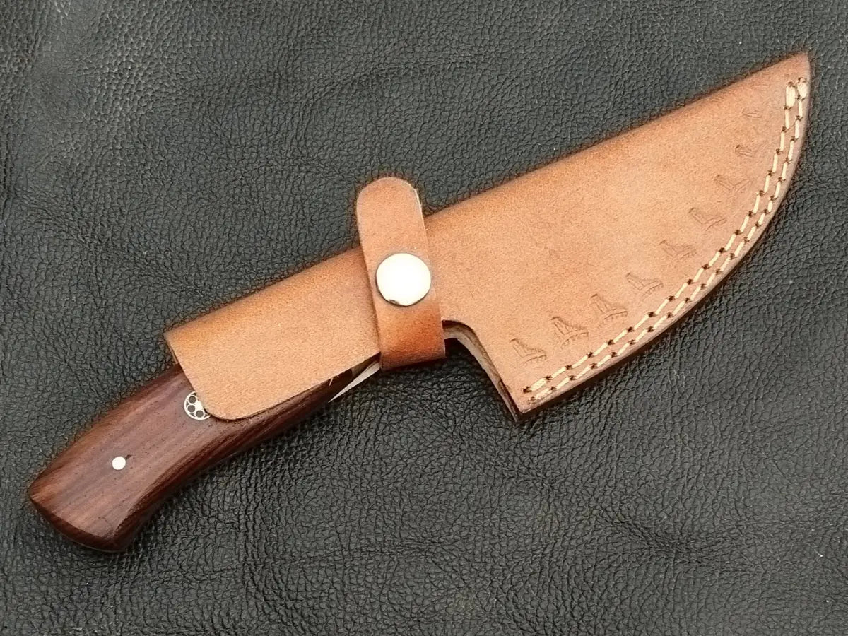 DAMASCUS STEEL BLADE-STEEL BOLSTERS-ROSEWOOD HANDLE-SA-125-R - Damascus Steel Hunting Knife