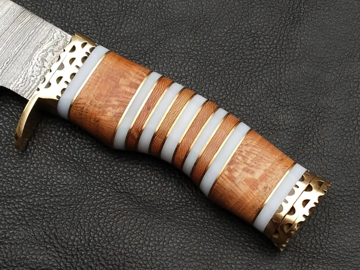 Damascus Steel Bowie-Kachnaar Wood Handle-SA04-K - Bowie