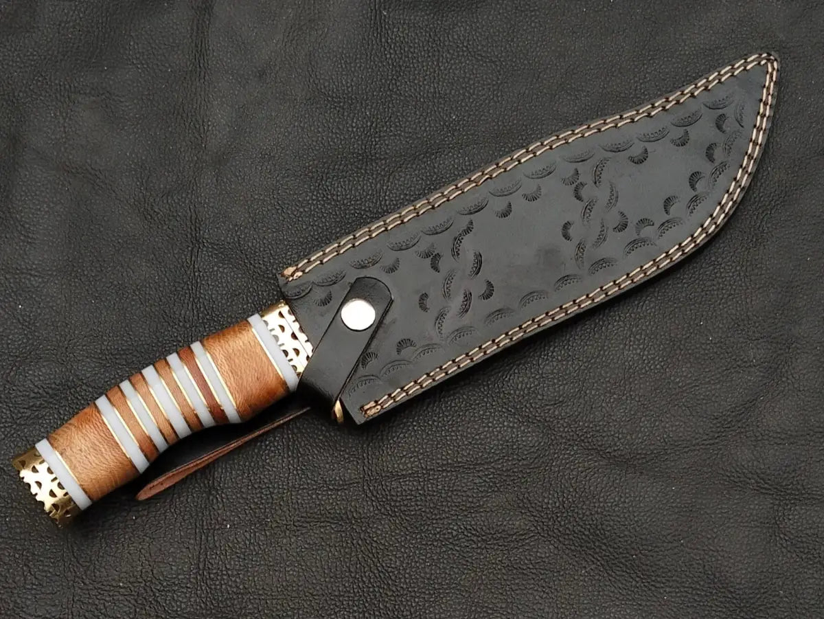 Damascus Steel Bowie-Kachnaar Wood Handle-SA04-K - Bowie