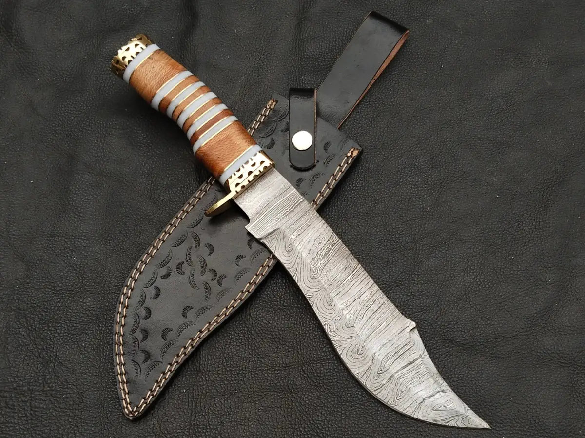 Damascus Steel Bowie-Kachnaar Wood Handle-SA04-K - Bowie