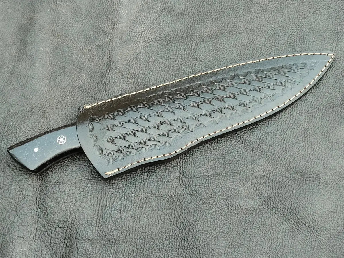 Damascus Steel Kitchen Chef Knife-Black Horn handle-Damascus Bolsters-CK-02 - Chef’s Knife