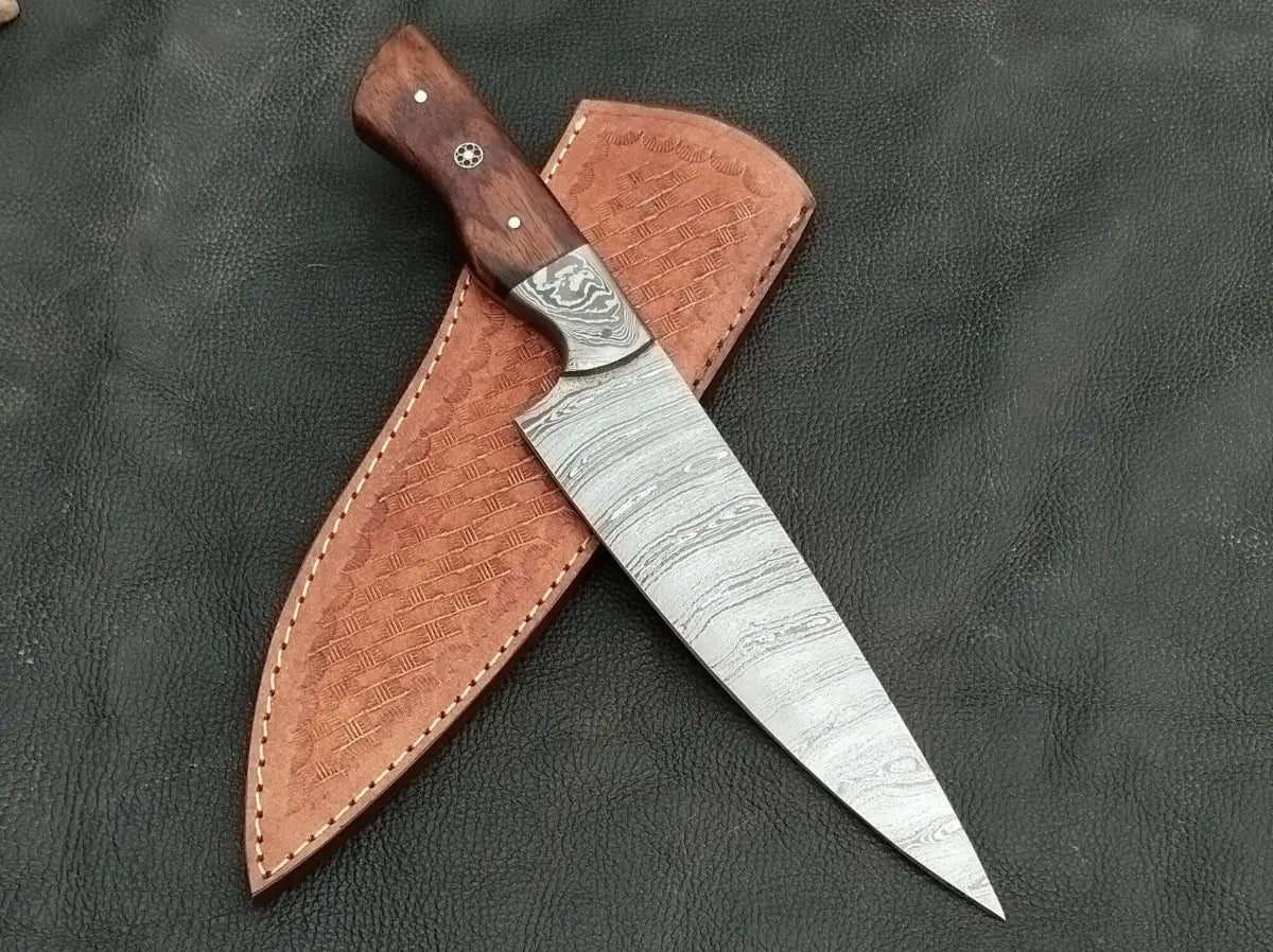 Damascus Steel Kitchen Chef Knife-Rosewood Handle-Damascus Bolsters-CK-01 - Chef’s Knife