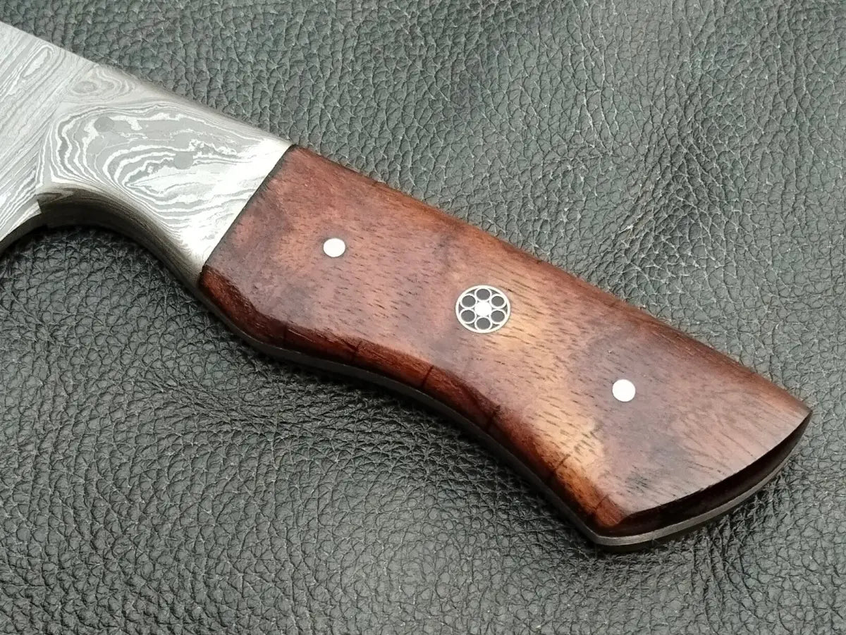 Damascus Steel Kitchen Chef Knife-Rosewood Handle-Damascus Bolsters-CK-01 - Chef’s Knife