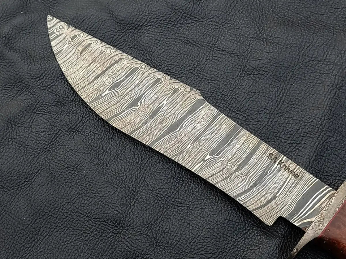Handmade Damascus Steel Bowie Knife-SAB007 with intricate Damascus steel blade design
