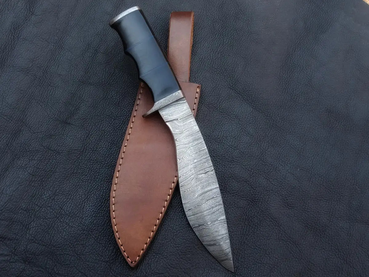 Handmade Damascus Steel Knife with leather sheath, product C219