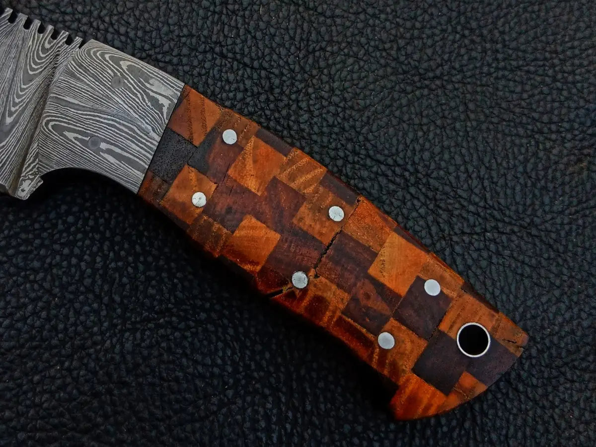 Handmade Damascus Steel Knife - C240 with stunning mosaic handle design