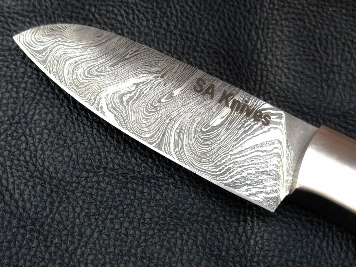 Damascus Steel Knife - Orange and White Skinning Knife SAK001 for precision cutting