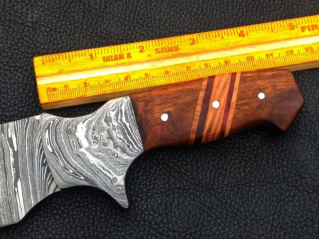Handmade Damascus Steel Bush Tracker Knife with wooden handle and stunning design