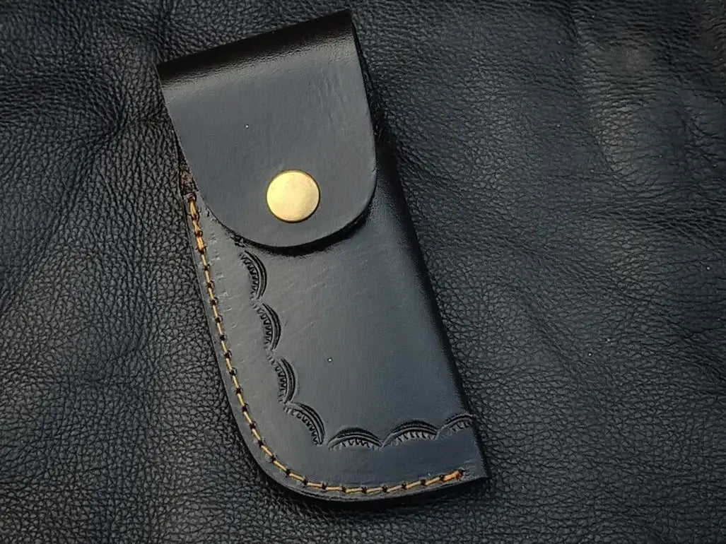 FOLDING KNIFE BLACK HORN HANDLE WITH DAMASCUS BLADE SA03- B - Folding Knife