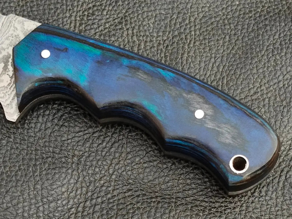 HUNTING KNIFE BLACK HORN HANDLE WITH DAMASCUS STEEL BLADE SA115-BS - Damascus hunting knife