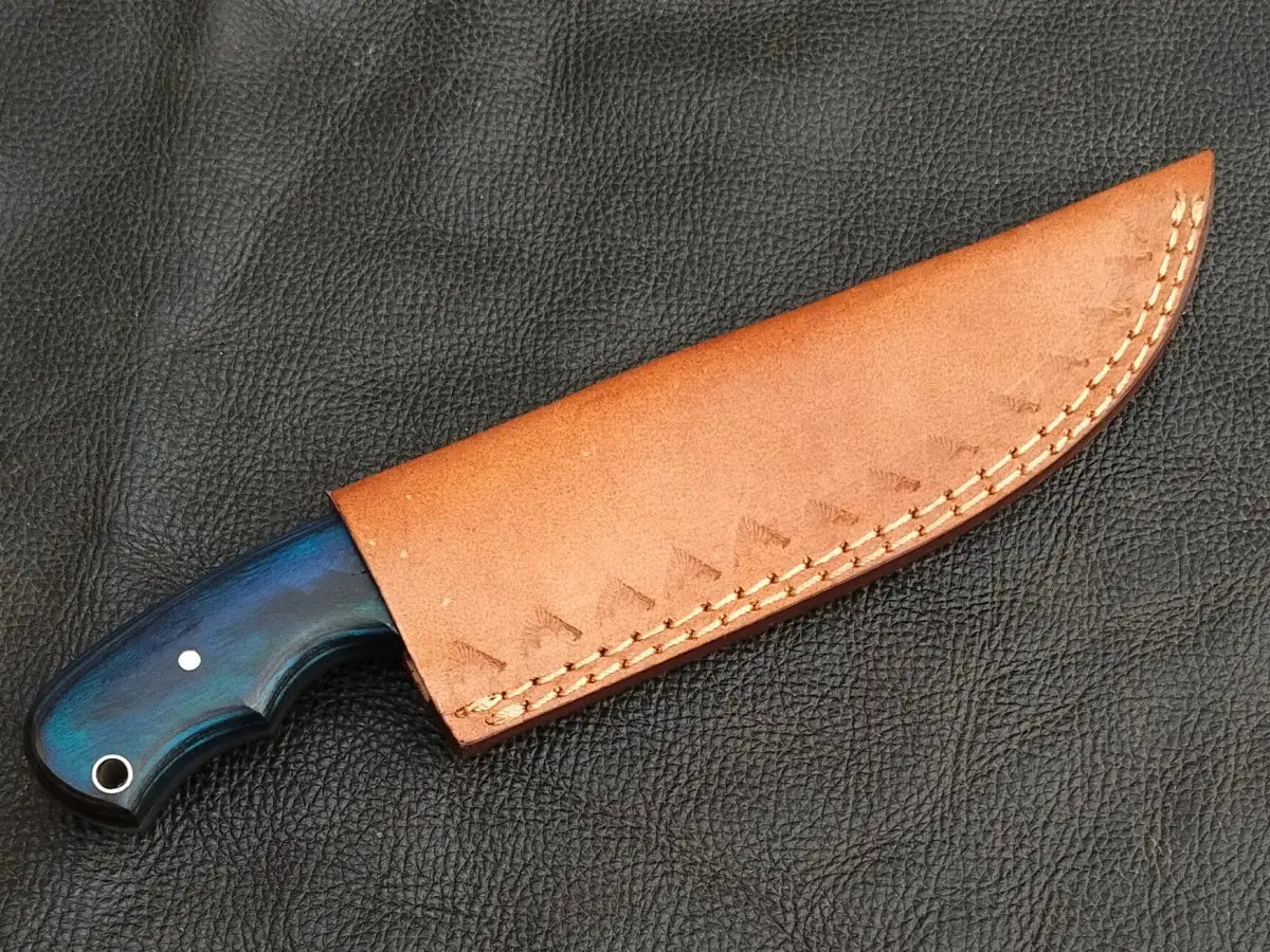 HUNTING KNIFE BLACK HORN HANDLE WITH DAMASCUS STEEL BLADE SA115-BS - Damascus hunting knife