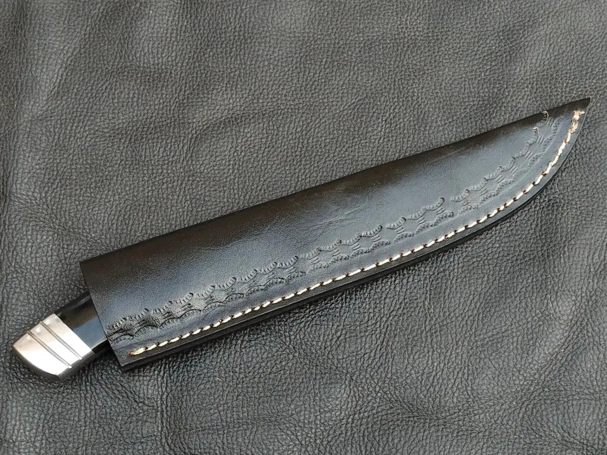 HUNTING KNIFE BLACK HORN HANDLE WITH STAINLESS STEEL BLADE SA116-B - Handmade Hunting Knife