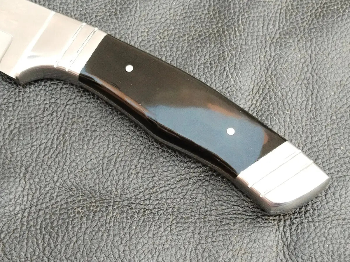 HUNTING KNIFE BLACK HORN HANDLE WITH STAINLESS STEEL BLADE SA116-B - Handmade Hunting Knife