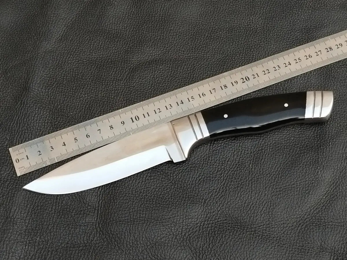 HUNTING KNIFE BLACK HORN HANDLE WITH STAINLESS STEEL BLADE SA116-B - Handmade Hunting Knife