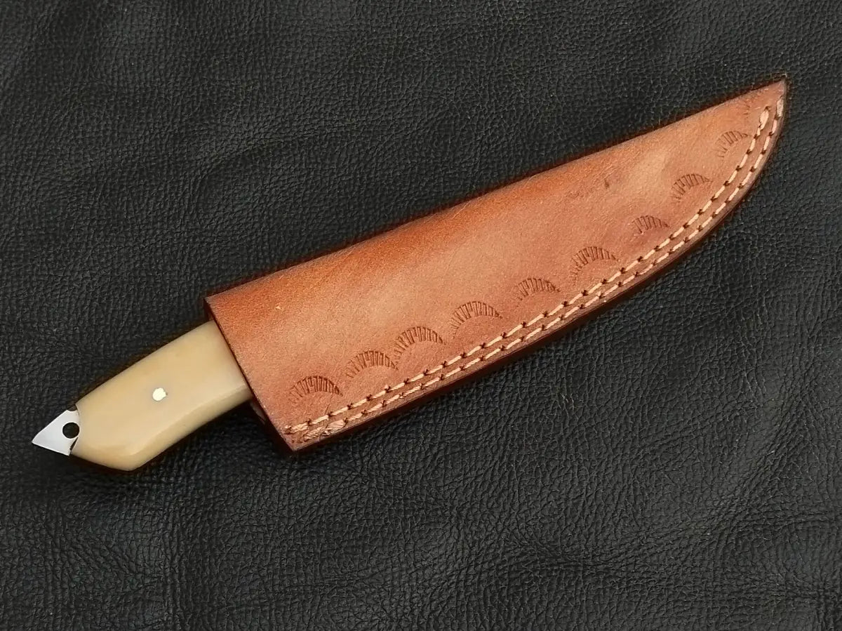 HUNTING KNIFE CAMEL BONE HANDLE WITH DAMASCUS STEEL BLADE SA112-CB - Damascus knife