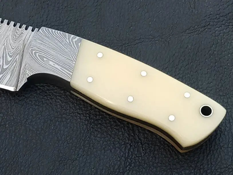 Handmade Damascus Steel Knife with Bone Handle - C236, unique craftsmanship and design