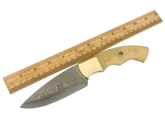 Handmade Damascus Steel Hunting Knife with Ruler - B527