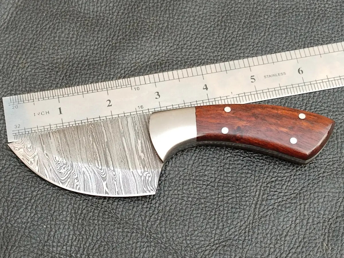 HUNTING MINI KNIFE BLACK ROSEWOOD HANDLE WITH DAMASCUS STEEL BLADE SA120-R - Damascus hunting knife