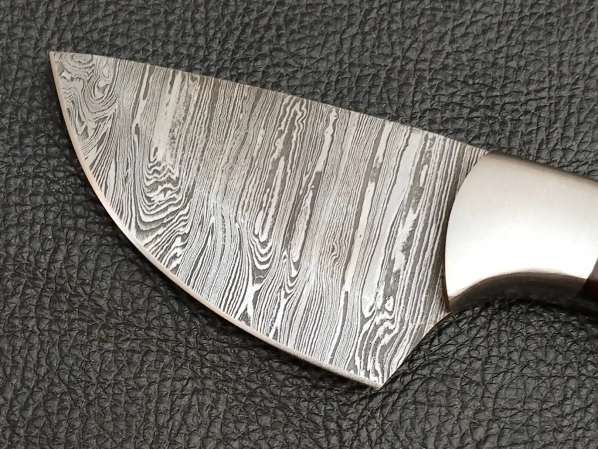 HUNTING MINI KNIFE BLACK ROSEWOOD HANDLE WITH DAMASCUS STEEL BLADE SA120-R - Damascus hunting knife