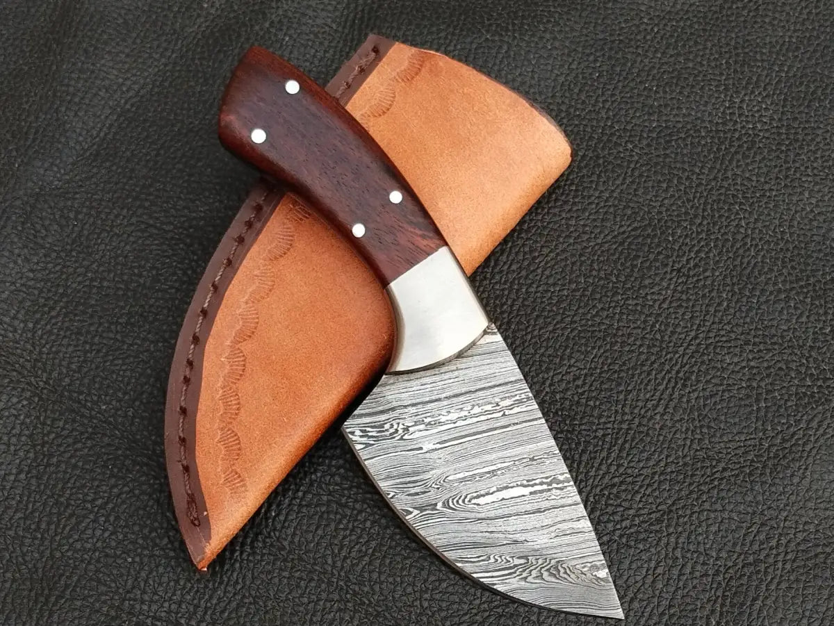 HUNTING MINI KNIFE BLACK ROSEWOOD HANDLE WITH DAMASCUS STEEL BLADE SA120-R - Damascus hunting knife