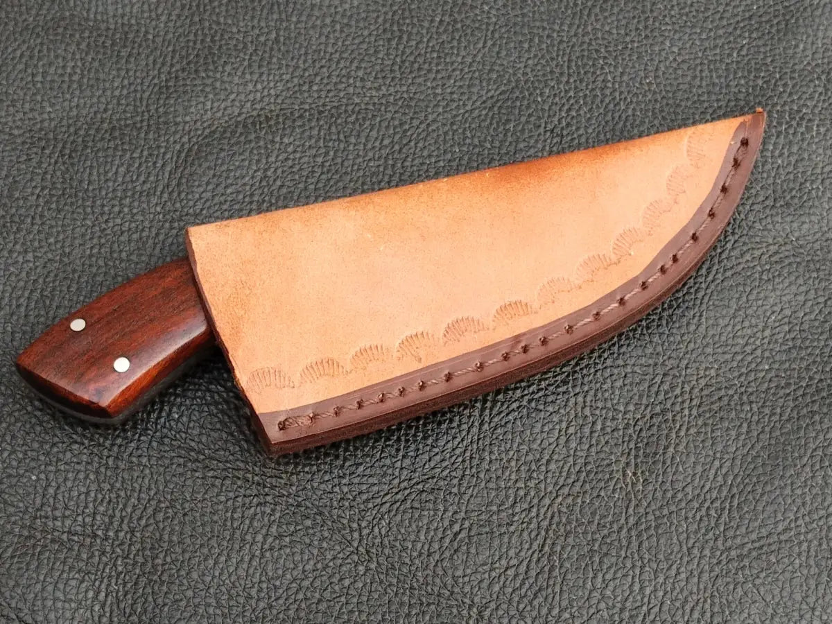 HUNTING MINI KNIFE BLACK ROSEWOOD HANDLE WITH DAMASCUS STEEL BLADE SA120-R - Damascus hunting knife
