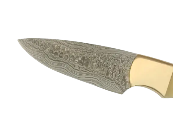 Handmade Damascus Steel Hunting Knife with Gold Handle - B527