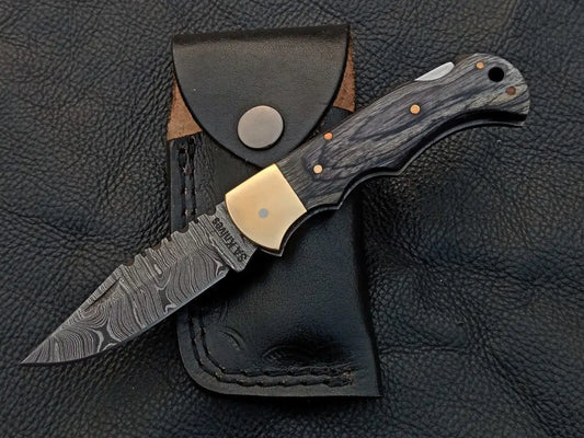 Damascus Steel Folding Knife-SAF001 - Knife